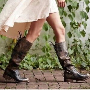 BED|STÜ Manchester Motorcycle Boot Knee High Tall Boots Lace Up Back size 10